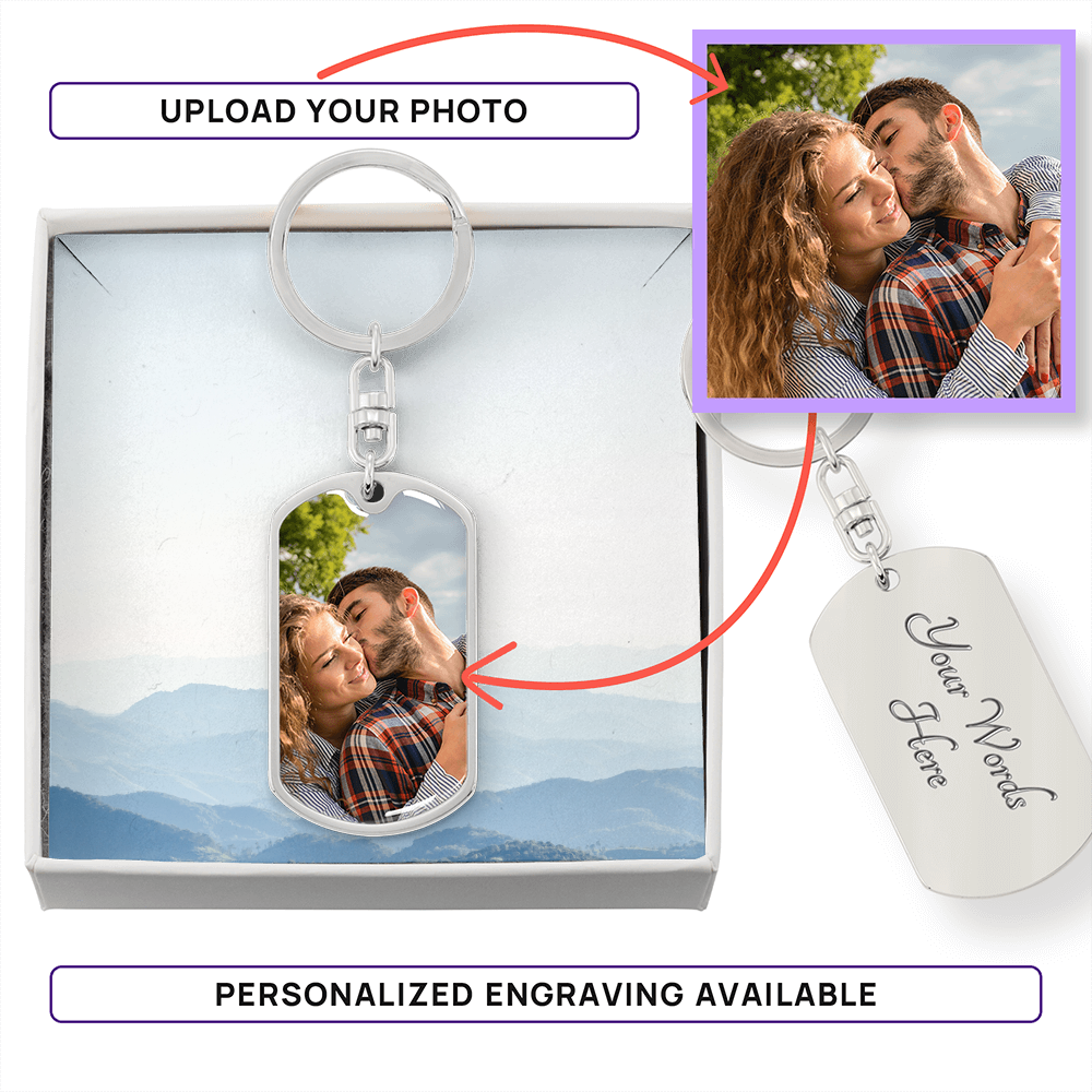 Upload Graphic Dog Tag Keychain
