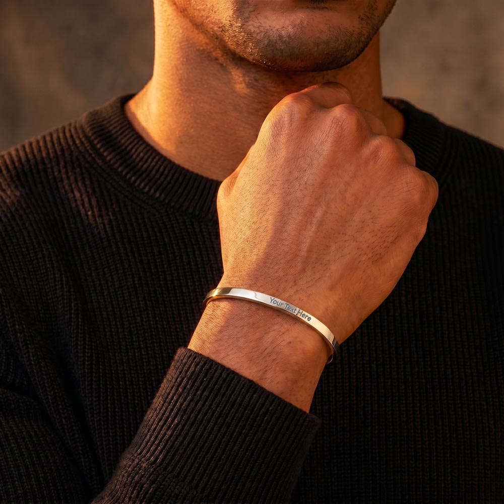 Cuff Bracelet - Engraved " The light shines " or your info