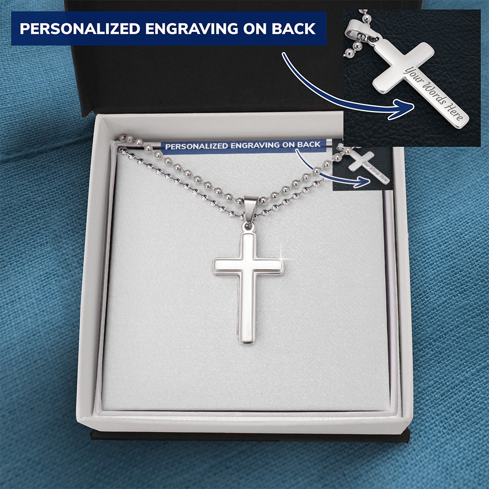 Personalized Cross Necklace with Ball Chain