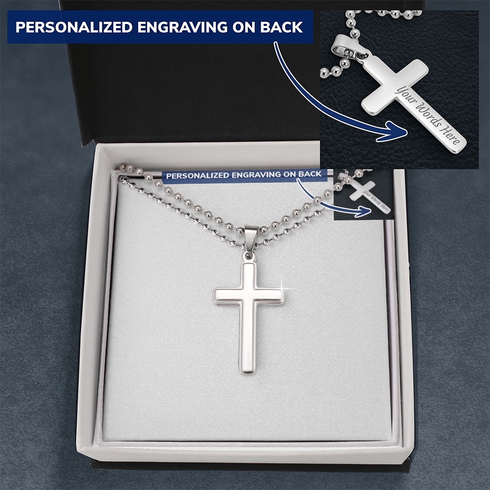 Personalized Cross Necklace with Ball Chain