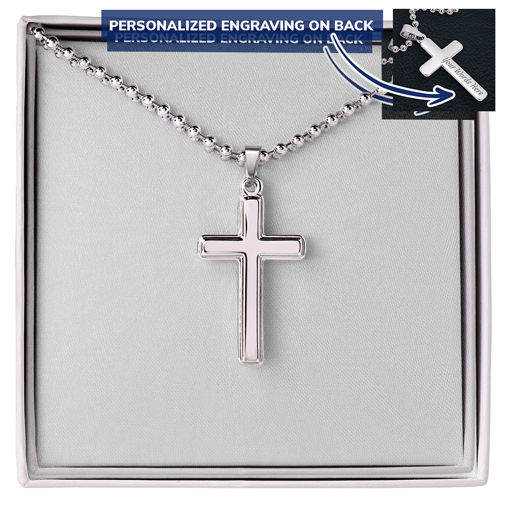 Personalized Cross Necklace with Ball Chain