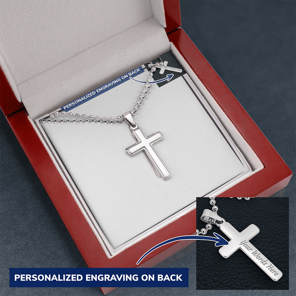 Personalized Cross Necklace with Ball Chain