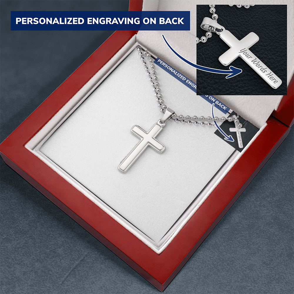Personalized Cross Necklace with Ball Chain