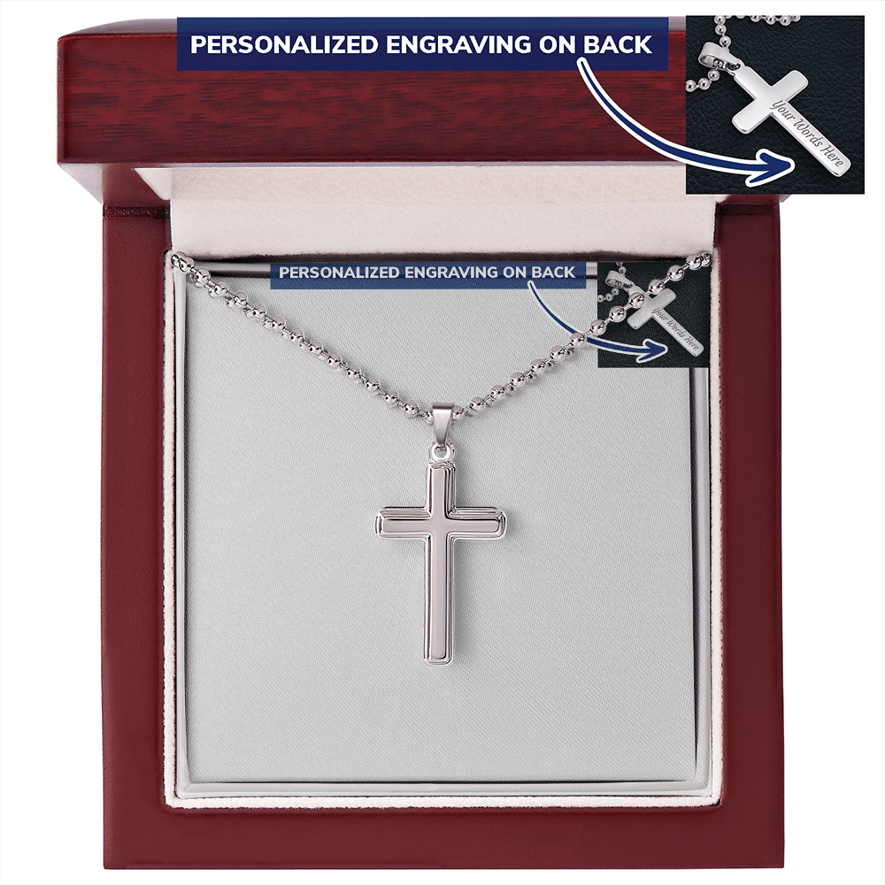 Personalized Cross Necklace with Ball Chain