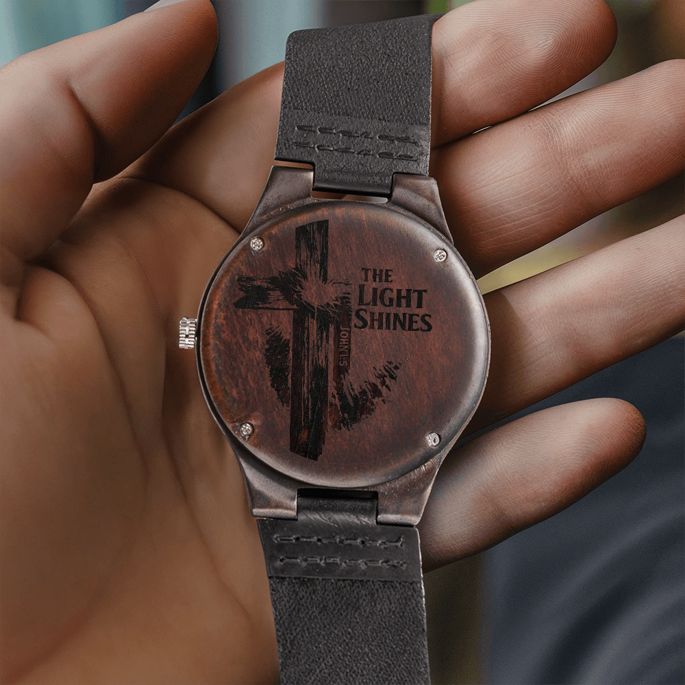 Non-Message Card Wood Watch with Engraving-the light shines