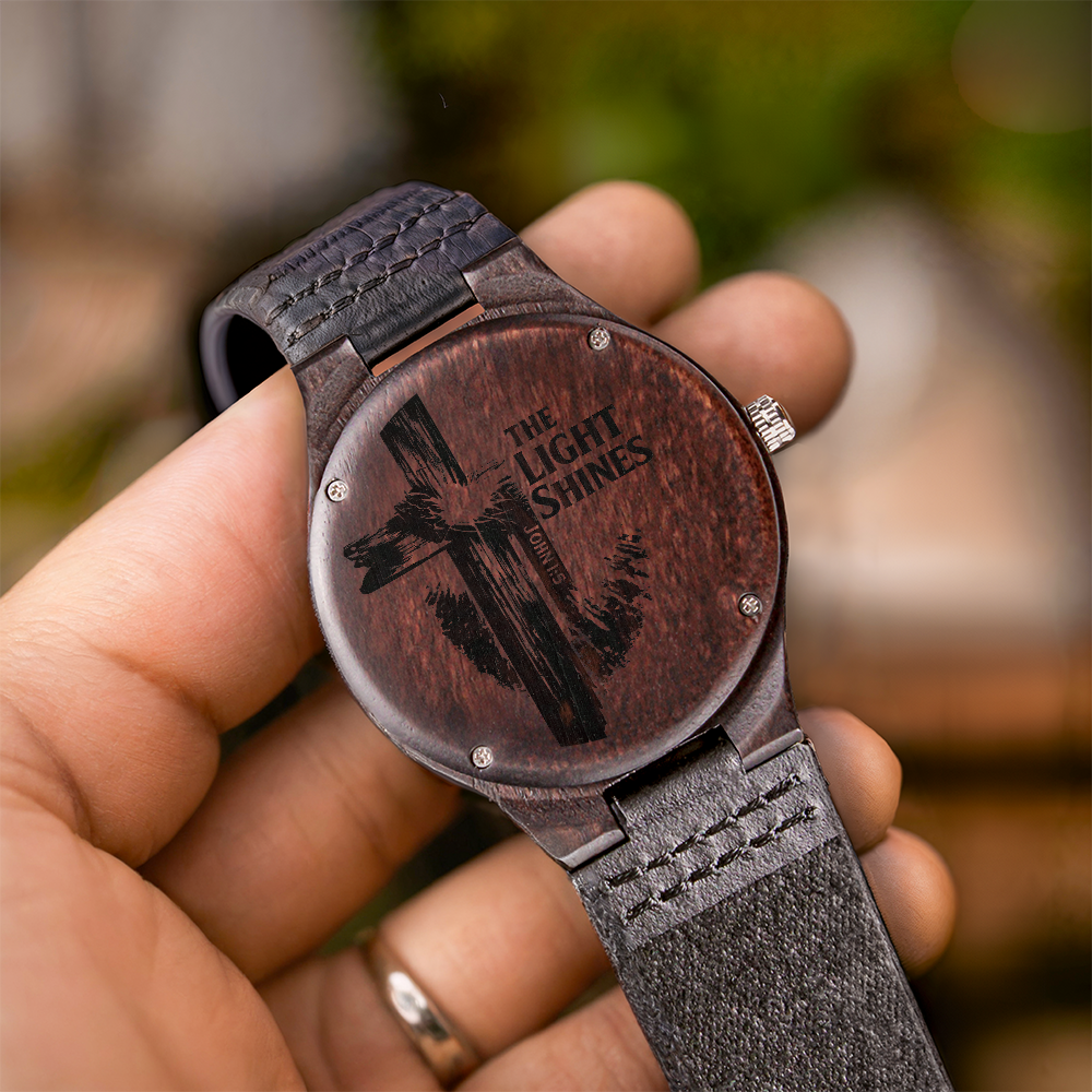 Non-Message Card Wood Watch with Engraving-the light shines