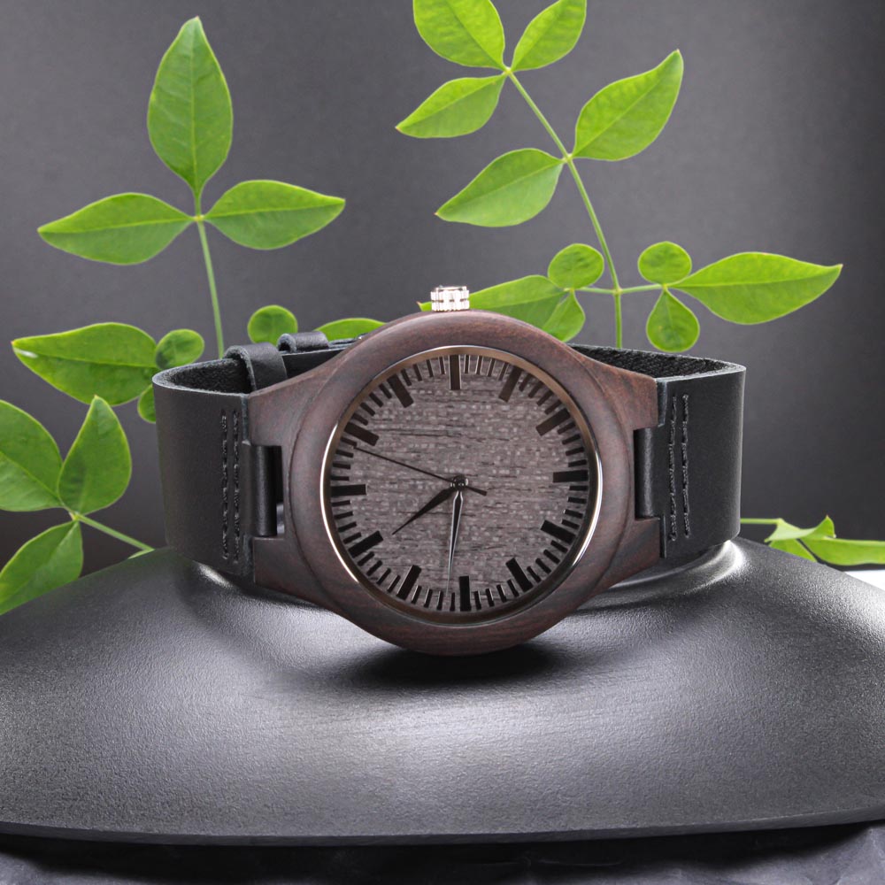 Non-Message Card Wood Watch with Engraving -the light shines