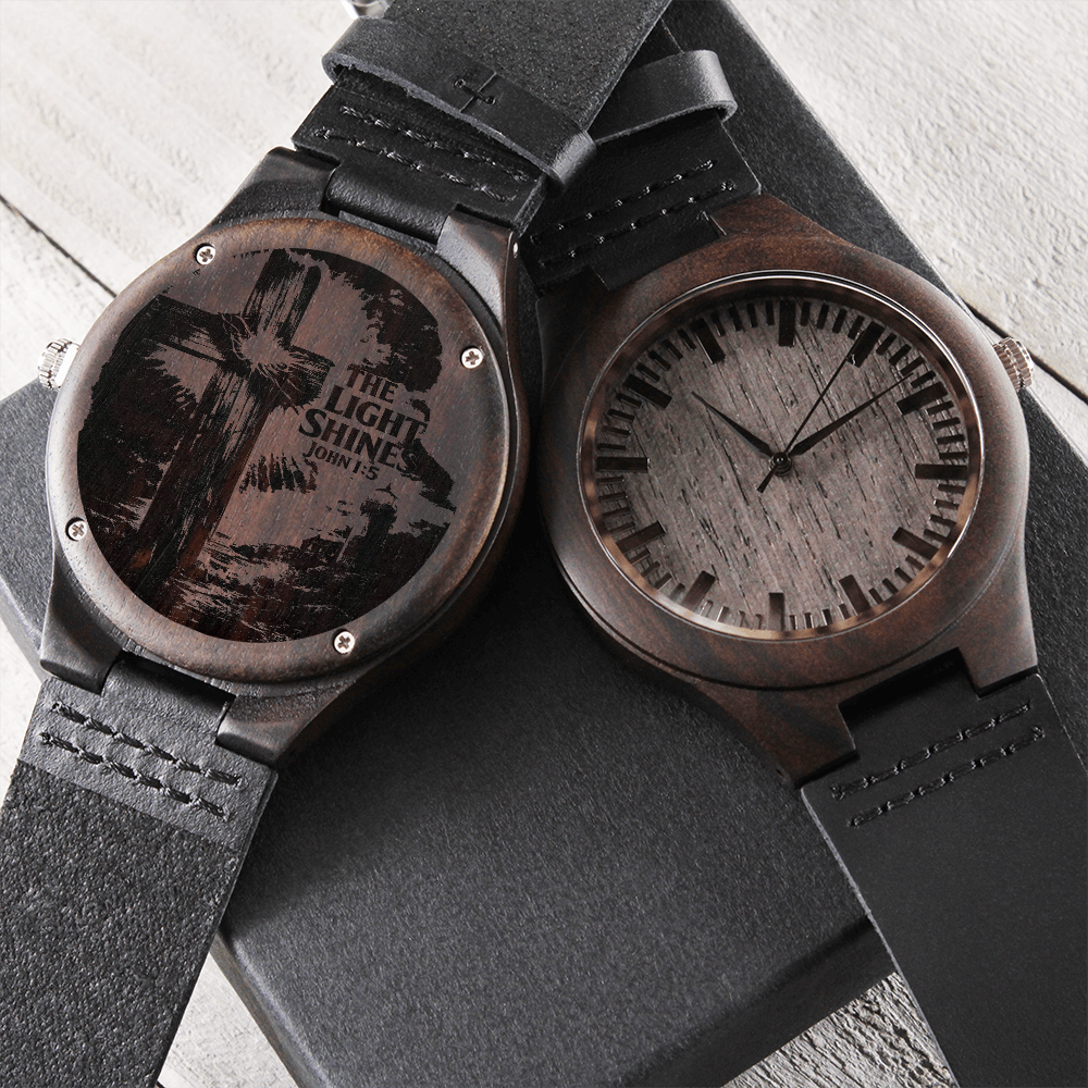 Non-Message Card Wood Watch with Engraving -the light shines