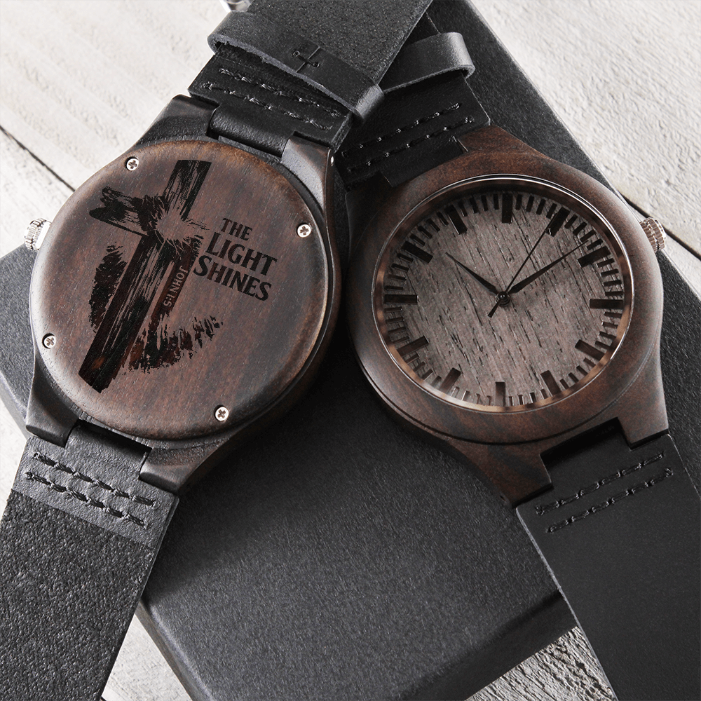 Non-Message Card Wood Watch with Engraving-the light shines