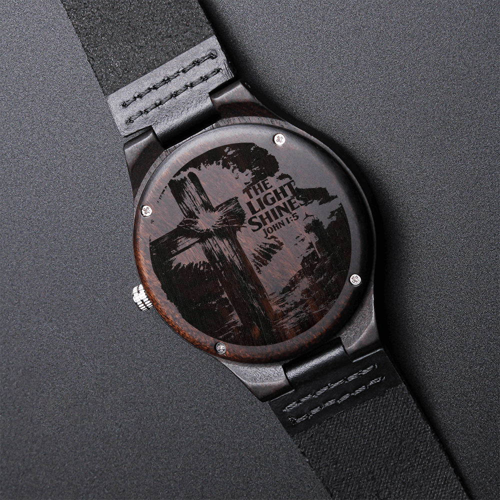 Non-Message Card Wood Watch with Engraving -the light shines