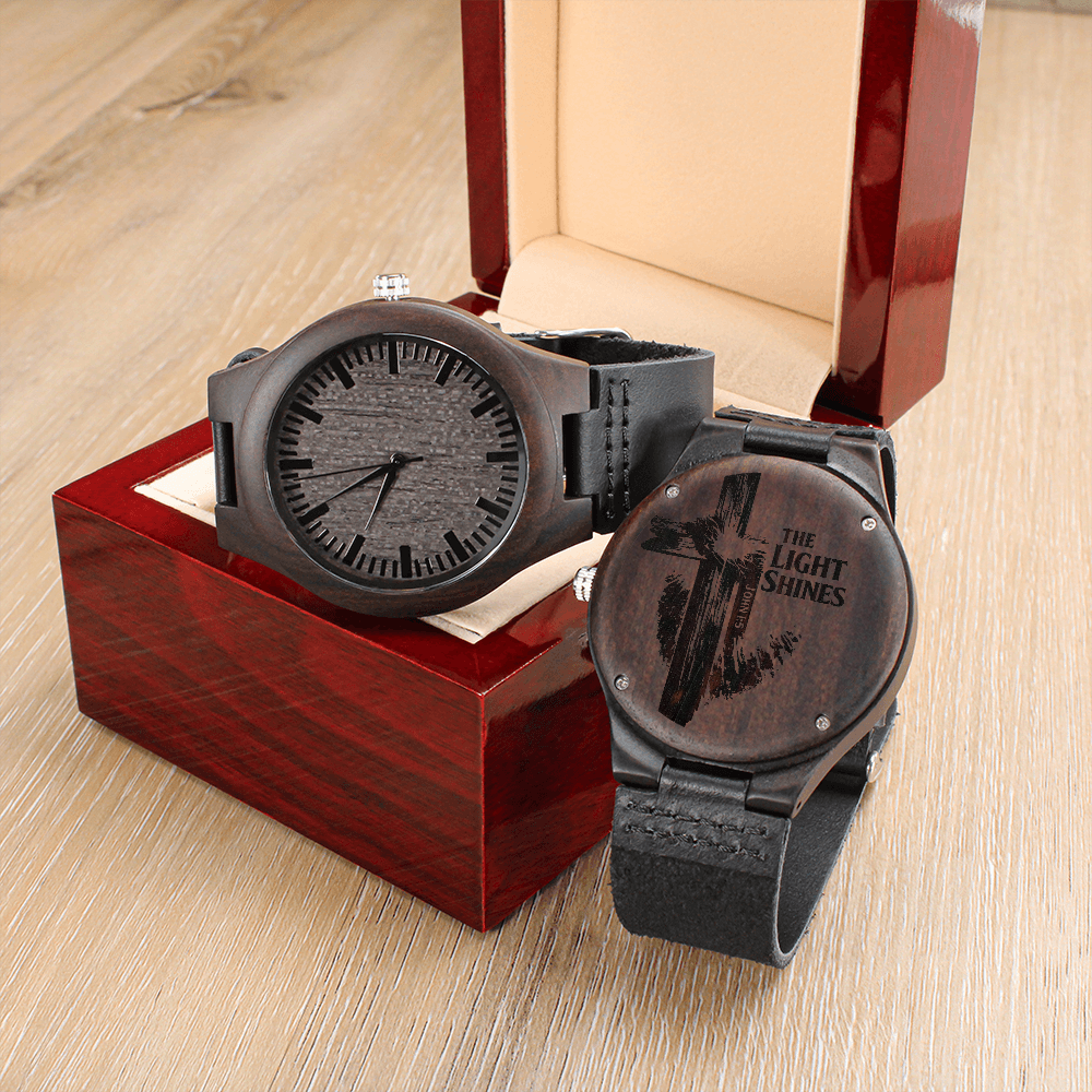 Non-Message Card Wood Watch with Engraving-the light shines