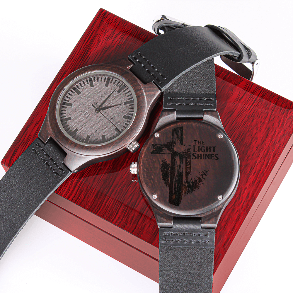 Non-Message Card Wood Watch with Engraving-the light shines