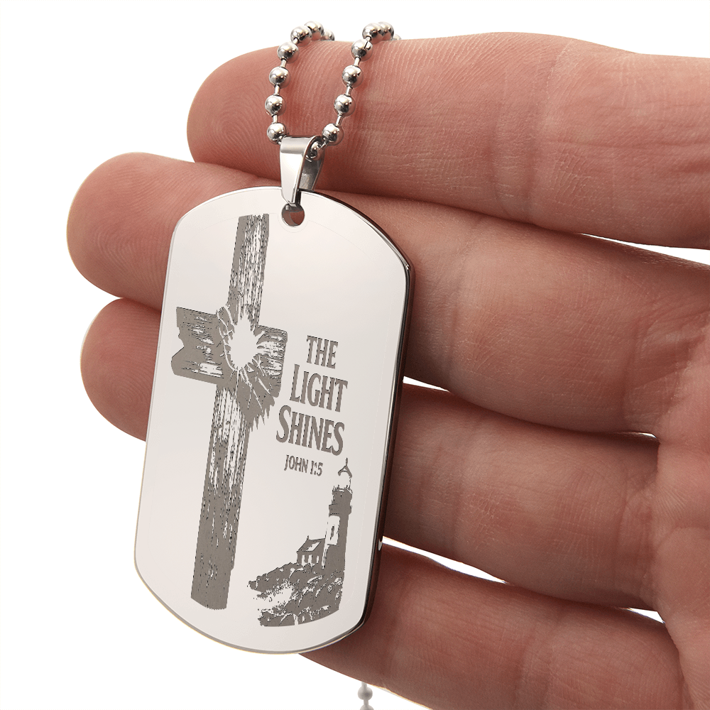Dog Tag Necklace - Engraved light cross