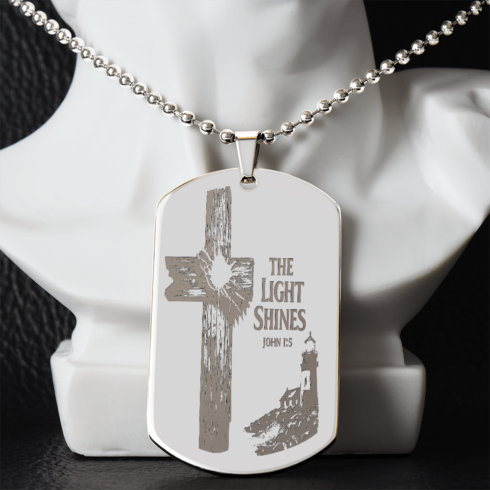 Dog Tag Necklace - Engraved light cross
