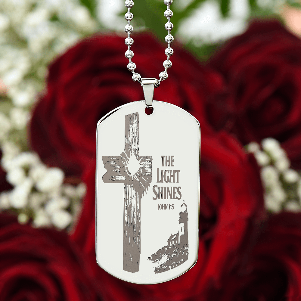 Dog Tag Necklace - Engraved light cross
