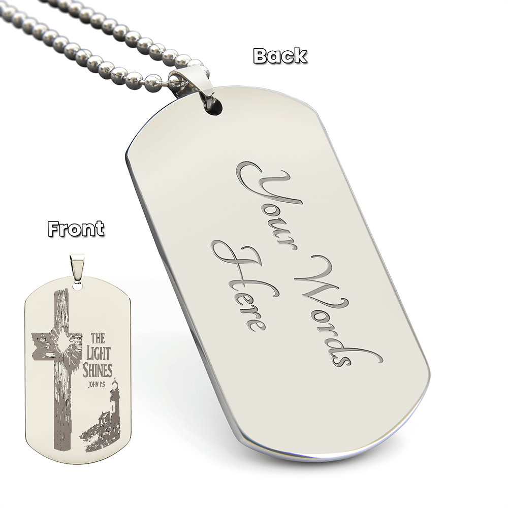 Dog Tag Necklace - Engraved light cross