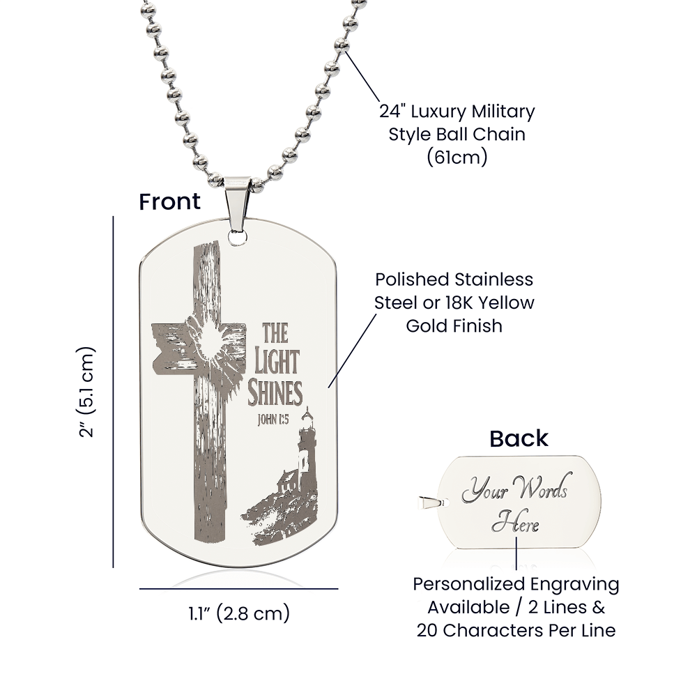 Dog Tag Necklace - Engraved light cross