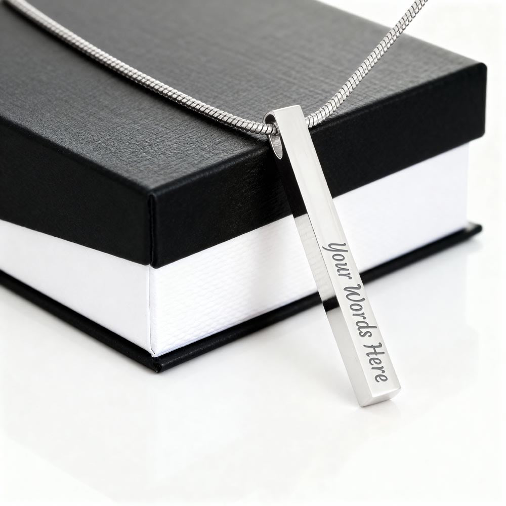 Custom Engraved 4-Sided Stick Necklace " The Light shines" John 1:5