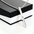 Custom Engraved 4-Sided Stick Necklace " The Light shines" John 1:5