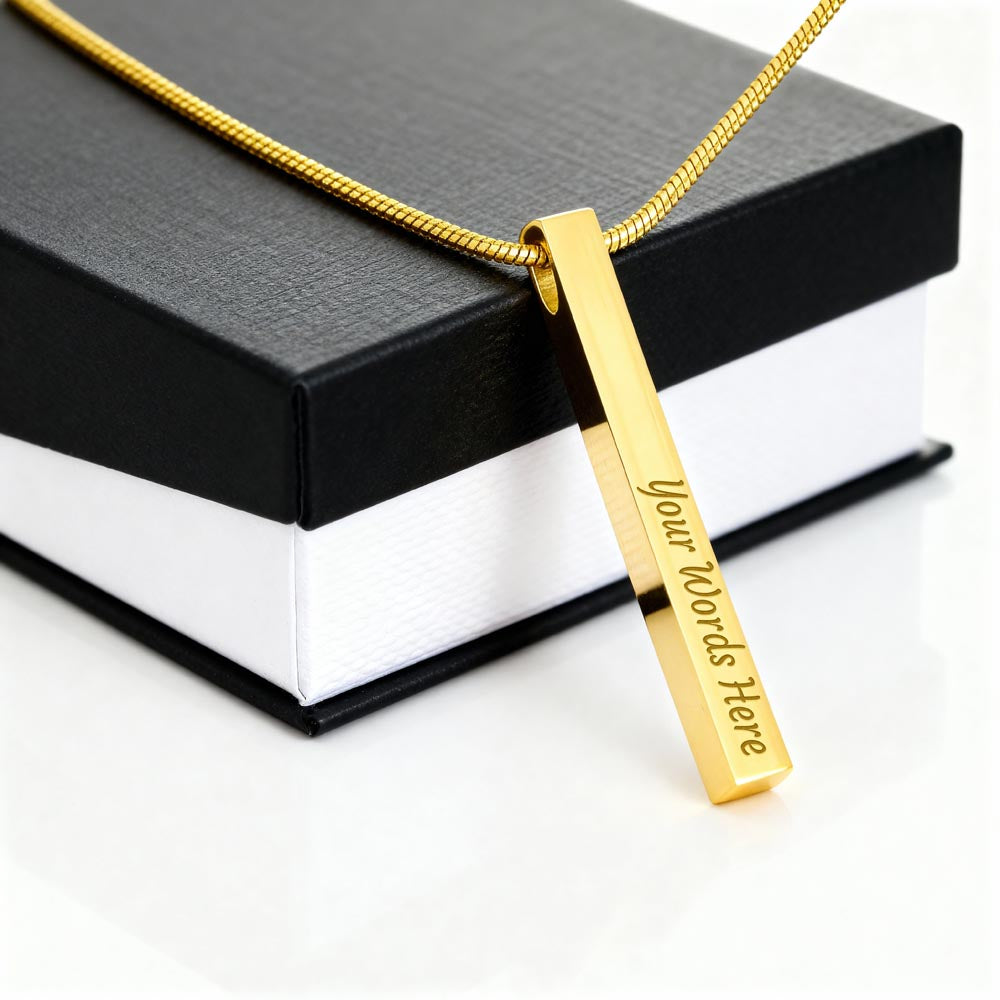 Custom Engraved 4-Sided Stick Necklace " The Light shines" John 1:5