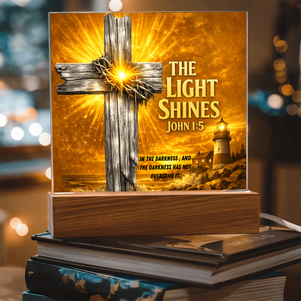 The Light Shines - John 1:5 - Acrylic Square Plaque