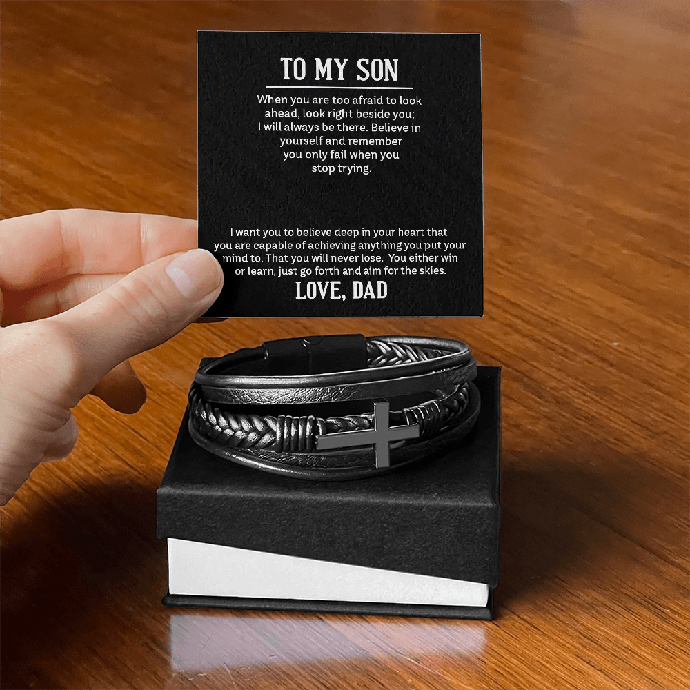 Men's Cross Leather Bracelet