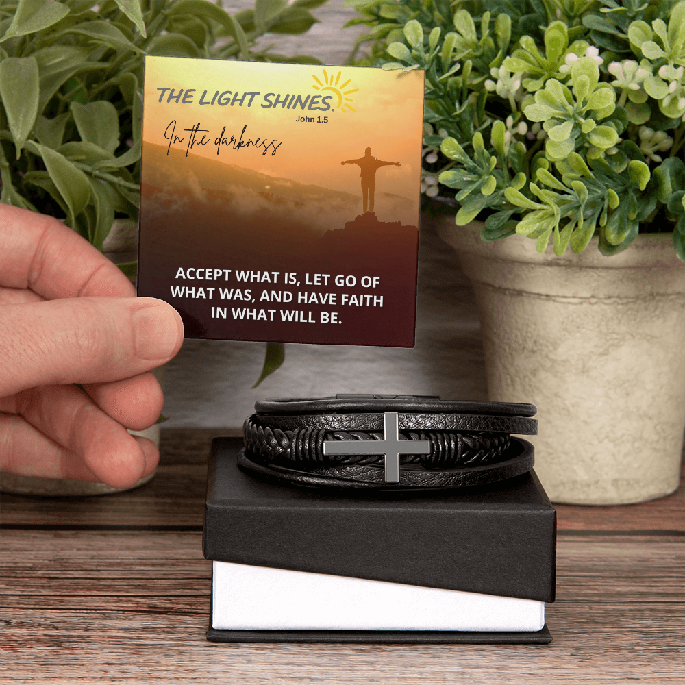Men's Cross Bracelet, The light shines