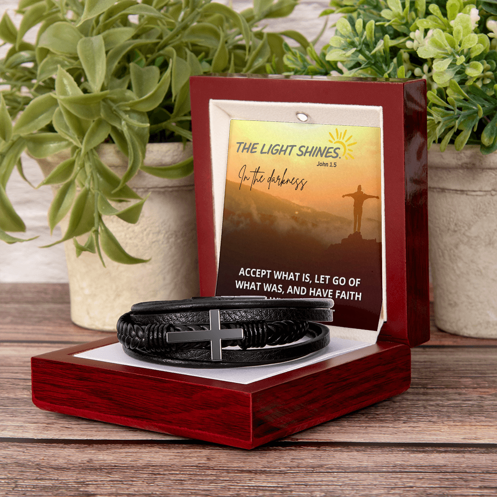 Men's Cross Bracelet, The light shines