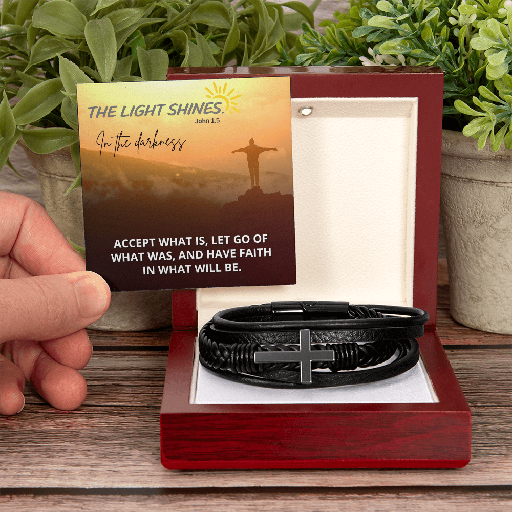 Men's Cross Bracelet, The light shines