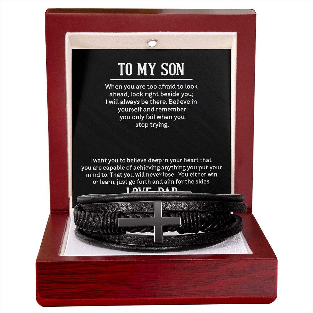 Men's Cross Leather Bracelet