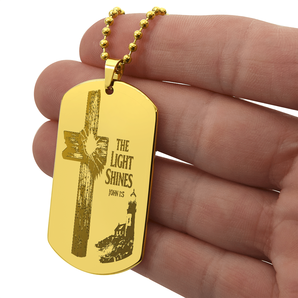 Dog Tag Necklace - Engraved light cross