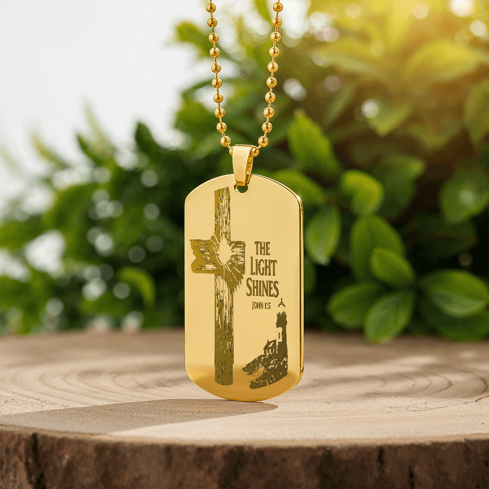 Dog Tag Necklace - Engraved light cross