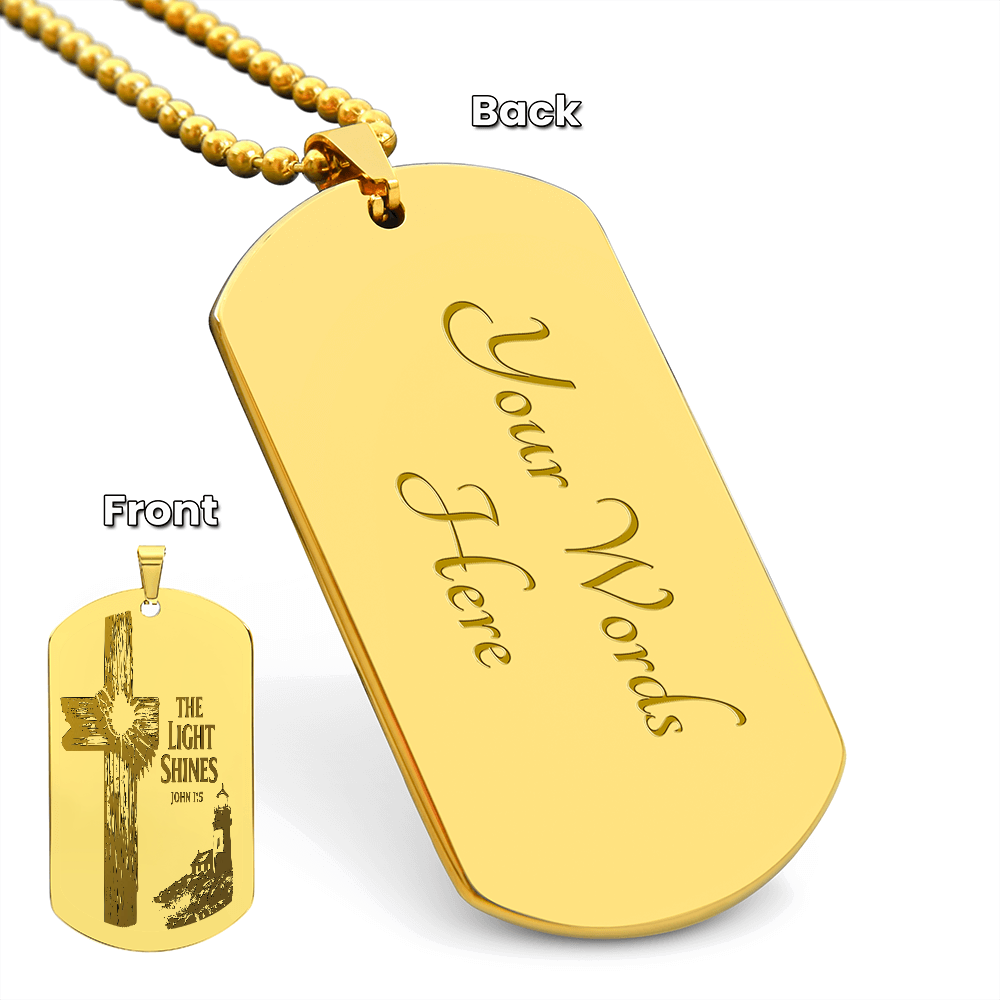 Dog Tag Necklace - Engraved light cross