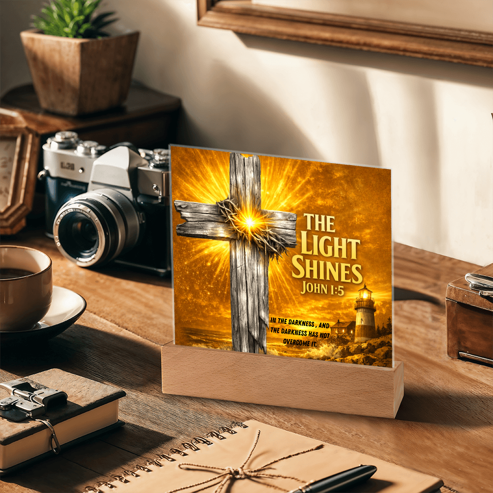 The Light Shines - John 1:5 - Acrylic Square Plaque