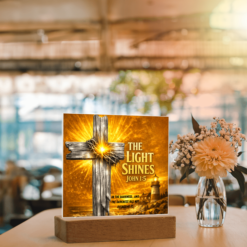 The Light Shines - John 1:5 - Acrylic Square Plaque