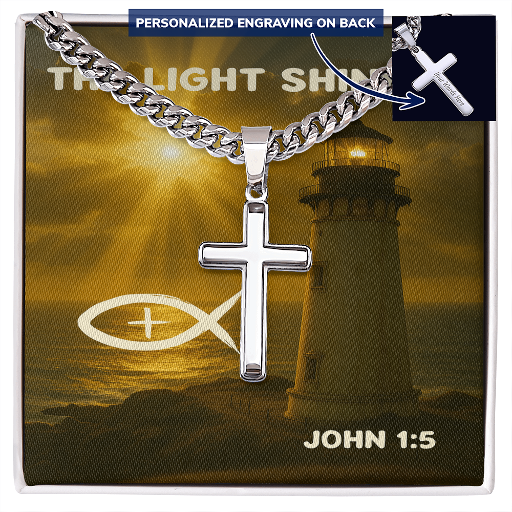 Personalized Cross with Cuban Link Chain