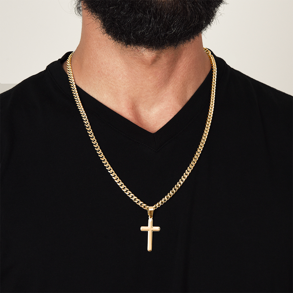 Personalized Cross with Cuban Link Chain