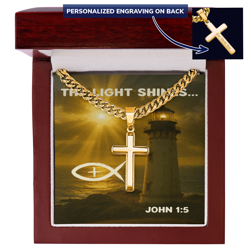 Personalized Cross with Cuban Link Chain